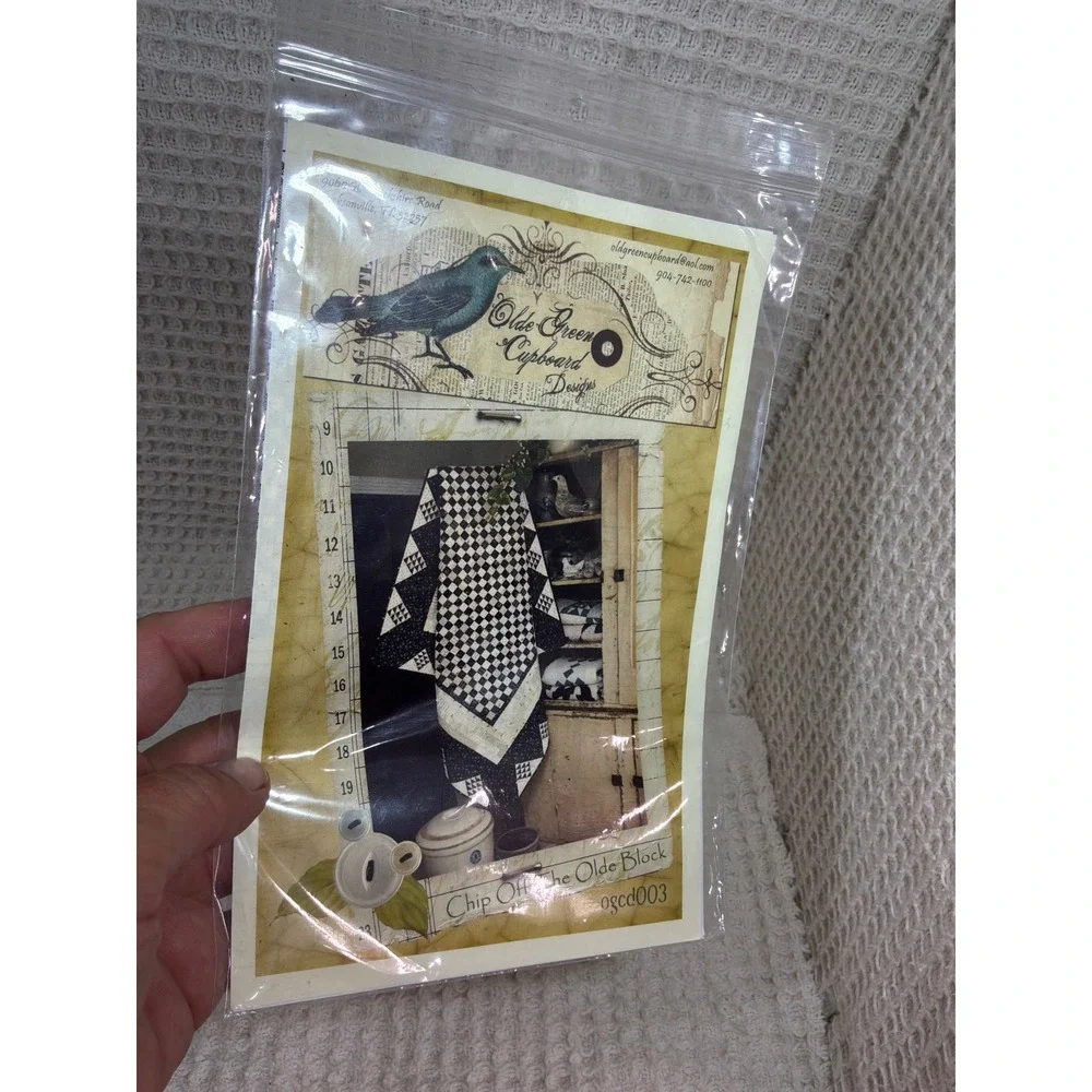 Primitive Unisex Olde Green Cupboard Designs Quilt Pattern OS Black White